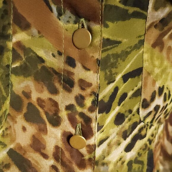 Sunny Leigh Womens Sheer Tan Brown Animal Print Tunic Blouse Medium - Picture 3 of 8